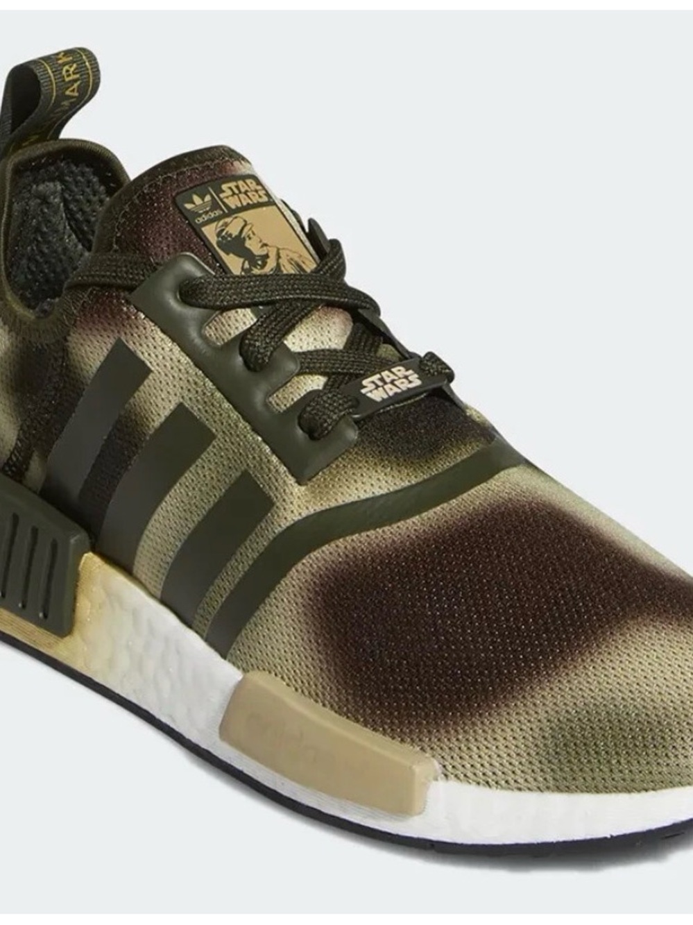 adidas Men's Olive Green Camo NMD with Gold Star Wars Accents